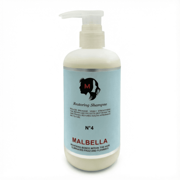 Restoring Shampoo No. 4 – gently cleanses and restores hair while enhancing shine and strength.