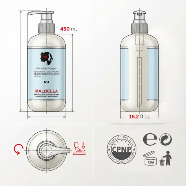 Restoring Shampoo No. 4 – gently cleanses and restores hair while enhancing shine and strength.